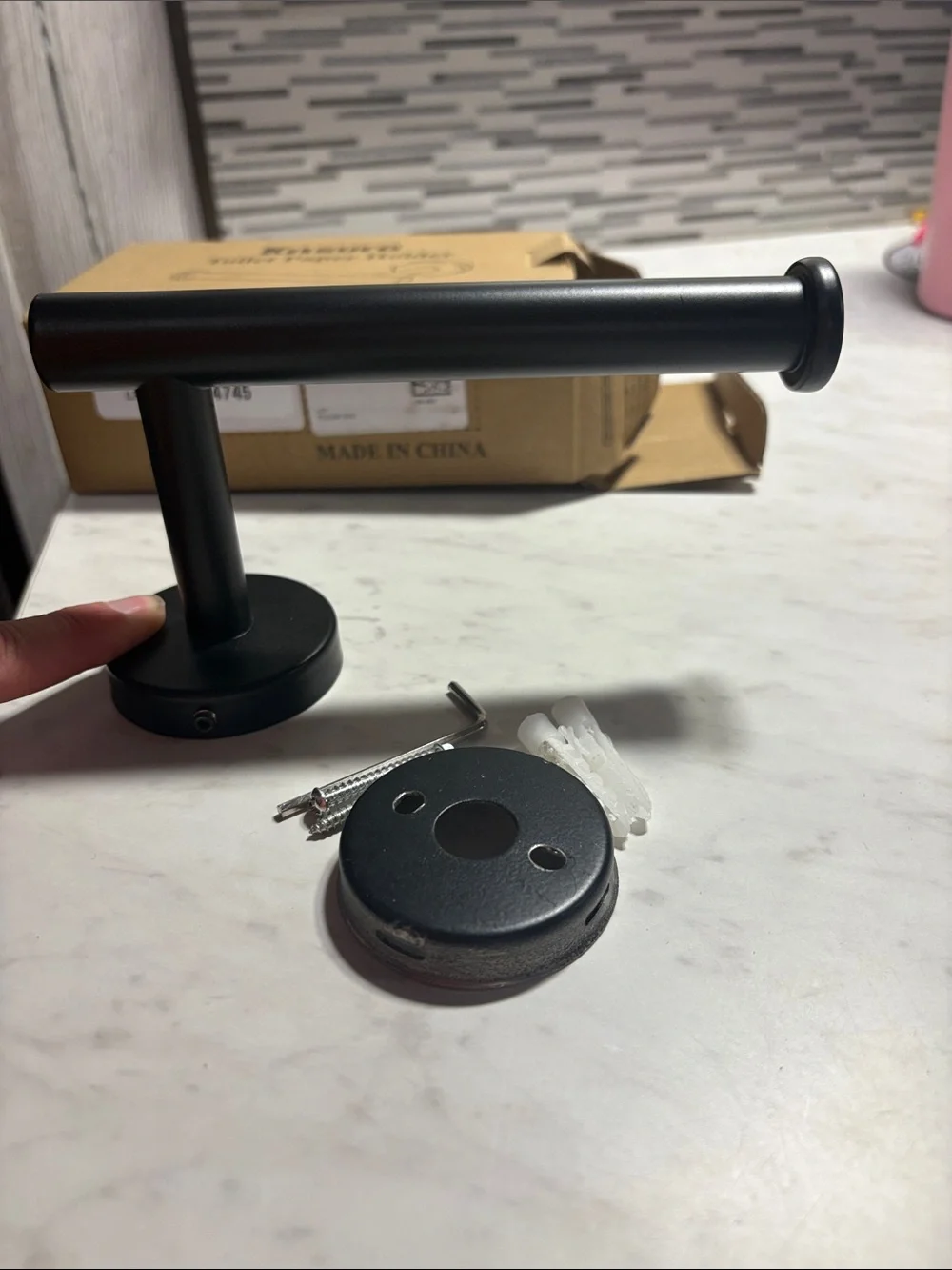 Matte Black Wall-Mounted Toilet Paper Holder with Hardware